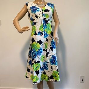 Mid Century Modern Cotton Summer Dress Hand Made Sleeveless Flowers Large